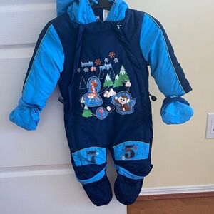 Cozy Blue and Navy Kids Snowsuit